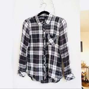 Rails black and white plaid flannel
